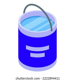 Ice fishing water bucket icon isometric vector. Lake hole. Fish river