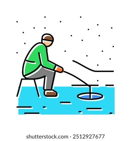 ice fishing winter season color icon vector. ice fishing winter season sign. isolated symbol illustration