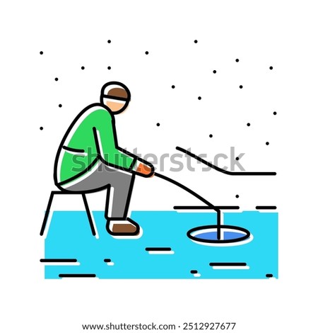 ice fishing winter season color icon vector. ice fishing winter season sign. isolated symbol illustration