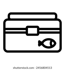 Ice fishing wood box icon outline vector. Winter fish. Snow man