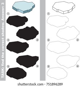 Ice Floe to find the correct shadow, the matching educational kid game to compare and connect objects and their true shadows, simple gaming level for preschool kids.