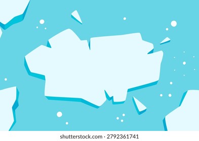 Ice Floe Floating on Blue Water Vector Background