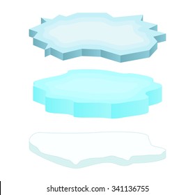 Ice floe icon set, symbol, design. Winter vector illustration isolated on white background.