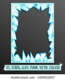 Ice frame. Vector image in flat cartoon style. Isolated