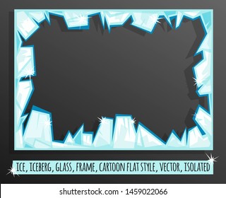 Ice frame. Vector image in flat cartoon style. Isolated