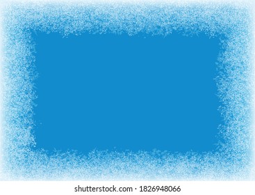 Ice Frame, Window On A Blue Background. Frozen Border With Ice Texture. Ice Banner. Window Frozen Glass Ice. Frozen Window.EPS10 Vector Illustration.