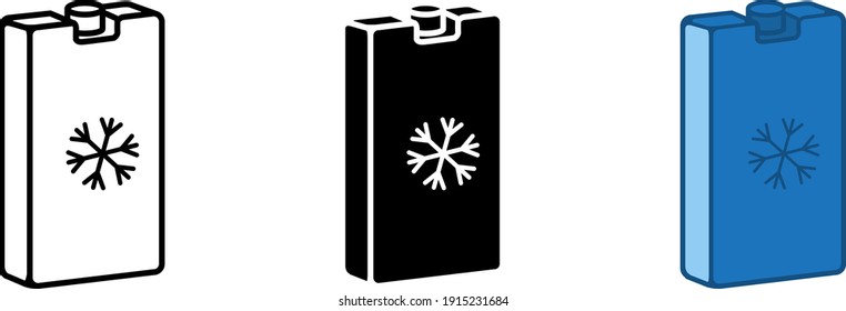 Ice Freezer Blocks icon, Cooler Bag Reusable icon, vector