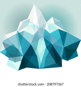 Ice geometric mountain blue vector background illustration