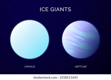 Ice Giants Planets Illustration with Uranus and Neptune Planet