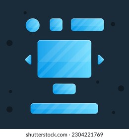 Ice Glass Blue Sky Game UI Buttons Bar And Pop Up Window Set Cute Colorful Cartoon Vector Design