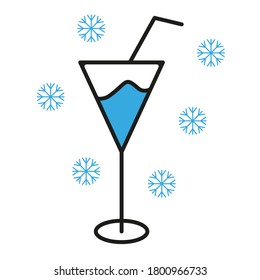 ice in the glass icon design. cold drinks concept 