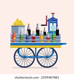 Ice Gola Cart with Bicycle. colourful gola ice different bottle and amazing flavours.