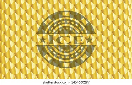 Ice gold badge. Scales pattern. Vector Illustration. Detailed.