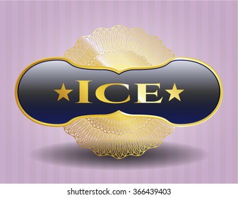 Emblema brillante de oro de hielo