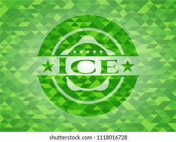Ice green emblem with mosaic background