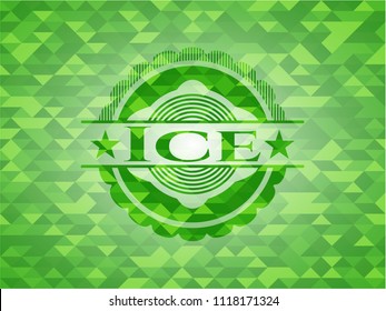Ice green emblem. Mosaic background