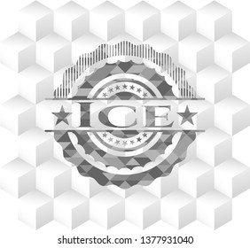 Ice grey badge with geometric cube white background