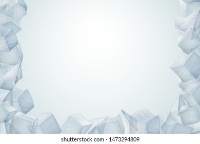 Ice heap. Translucent icy frame. Vector illustration. Winter desin.