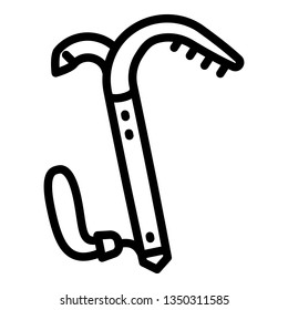 Ice hiking axe icon. Outline ice hiking axe vector icon for web design isolated on white background