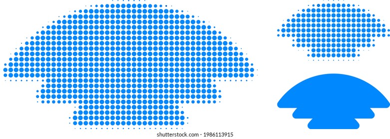 Ice hill halftone dotted icon. Halftone pattern contains round dots. Vector illustration of ice hill icon on a white background.