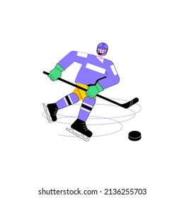 Ice Hockey abstract concept vector illustration. Ice sports equipment, professional hockey club, world championship, team training, watch tournament live, protective uniform abstract metaphor.