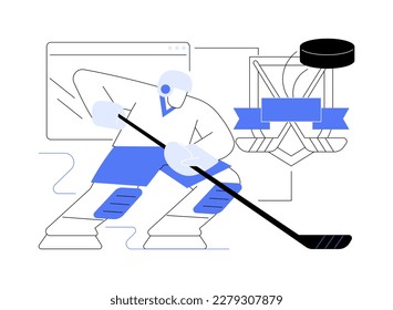 Ice Hockey abstract concept vector illustration. Ice sports equipment, professional hockey club, world championship, team training, watch tournament live, protective uniform abstract metaphor.