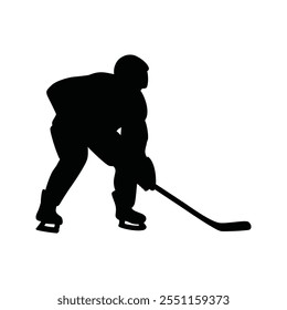 Vector de la silueta negra del atleta del hockey sobre hielo