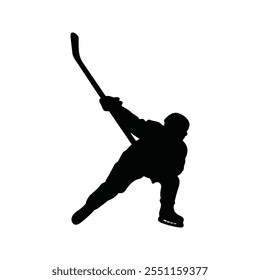 Vector de la silueta negra del atleta del hockey sobre hielo