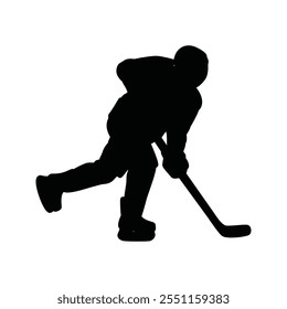 Vector de la silueta negra del atleta del hockey sobre hielo