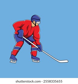 Ice Hockey Athlete Vibrant Colored Vector