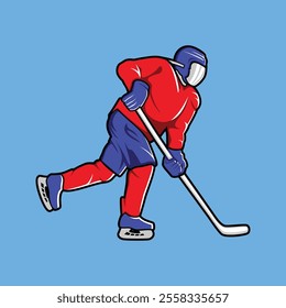 Ice Hockey Athlete Vibrant Colored Vector