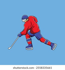 Ice Hockey Athlete Vibrant Colored Vector