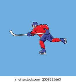 Ice Hockey Athlete Vibrant Colored Vector