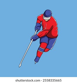 Ice Hockey Athlete Vibrant Colored Vector