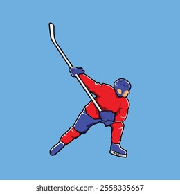 Ice Hockey Athlete Vibrant Colored Vector