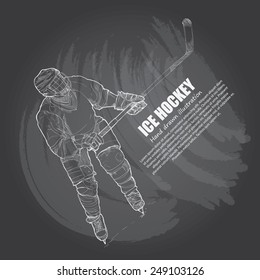 Ice Hockey background Design. Hand drawn.