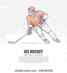 Ice Hockey background Design. Hand drawn.