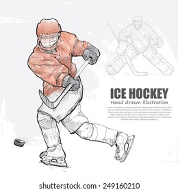 Ice Hockey background Design. Hand drawn.