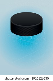 Ice hockey background with puck. Vector sport template for graphic works.