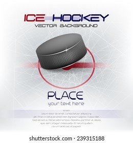 Ice Hockey Background With Puck/vector Background, Design For Your Poster, Print And Other Uses