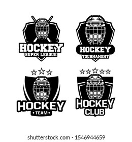 ice hockey badge set in black and white