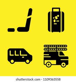ice hockey, bag for travel, truck and minibus vector icon set. Sample icons set for web and graphic design