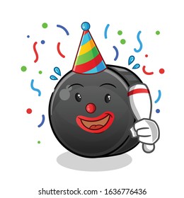ice hockey ball happy clown cartoon. cartoon mascot vector