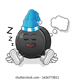 ice hockey ball sleeping cartoon. dreaming with bubble and sleeping hat. cartoon mascot vector