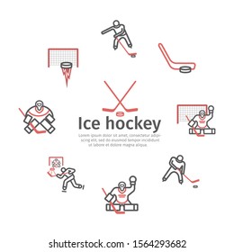 Ice hockey banner. Line icon. Vector signs for web graphics.