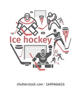Ice hockey banner. Line icon. Vector signs for web graphics.