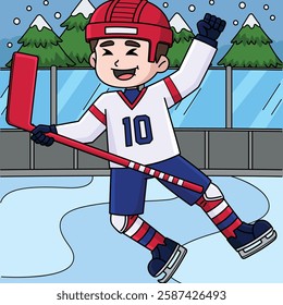 Ice Hockey Boy Player Celebrating a Goal Colored 