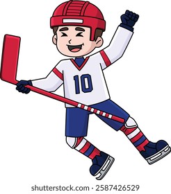 Ice Hockey Boy Player Celebrating a Goal Clipart 