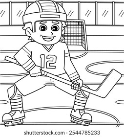 Eishockey Boy Player auf der Eisbahn Färbung 