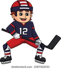 Ice Hockey Boy Player at the Ice Rink Clipart 